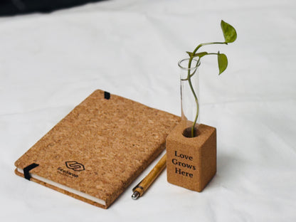 Bamboo Pen + Diary + Cork Planter Combo Set