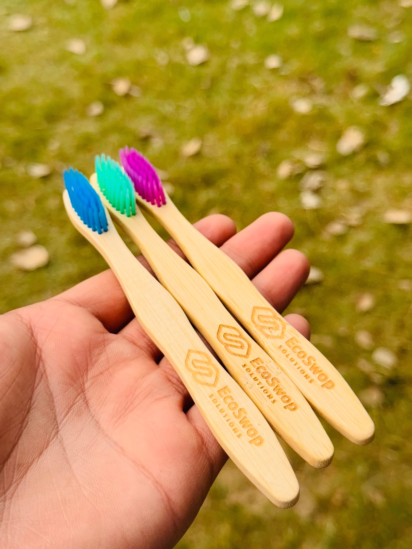 Tri Color Wooden  Small Toothbrush (Pack Of 3)